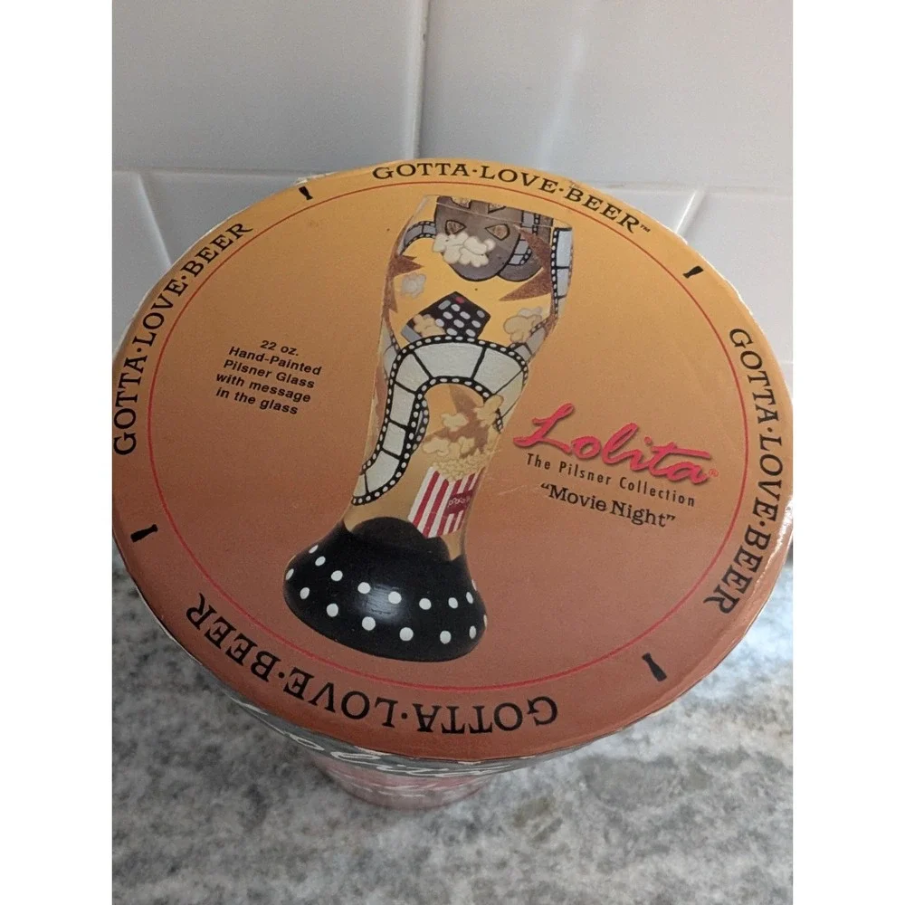 Lolita Birthday Girl 22 Oz Hand Painted Pilsner Beer Glass Rhinestones w Box